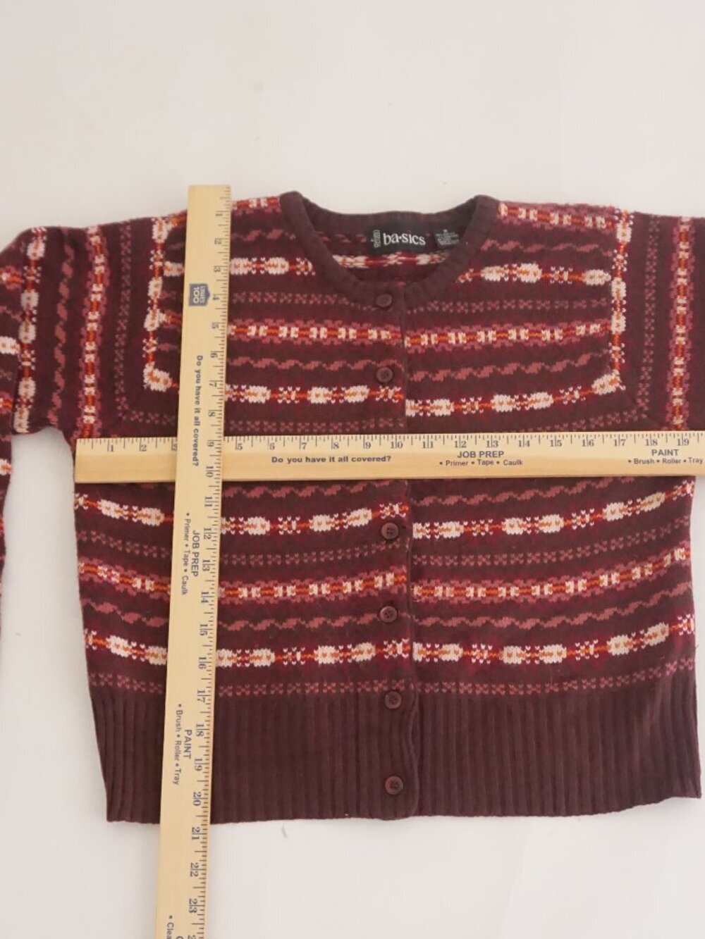 Vintage Stefano Burgundy Fair Isle Nordic Button Front Knit Cardigan M - Picture 3 of 9